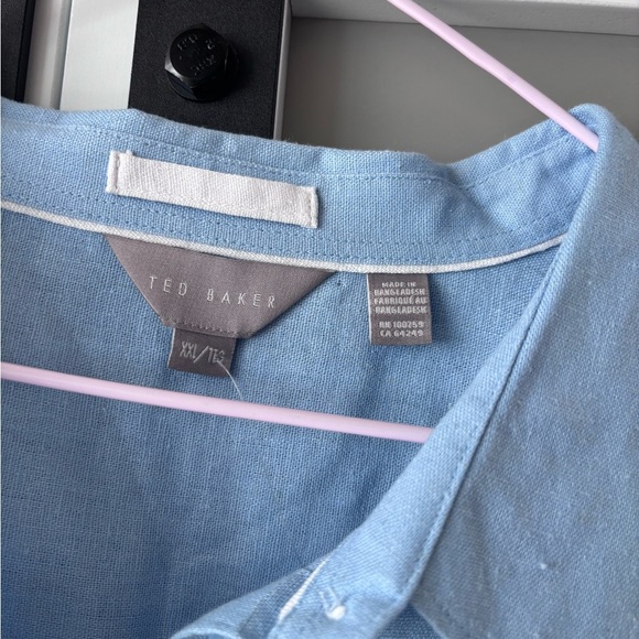 Ted Baker LINEN Blend Sky Blue Casual Button Down Shirt - Picture 2 of 7